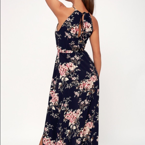 Feel the Music Navy Blue Floral Print Maxi Dress - Picture 2 of 4